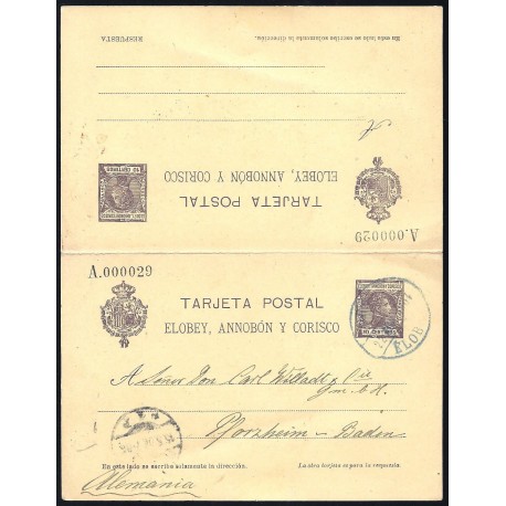 1907 ED. 6 us Enteros Postales Elobey, Annobón y Corisco