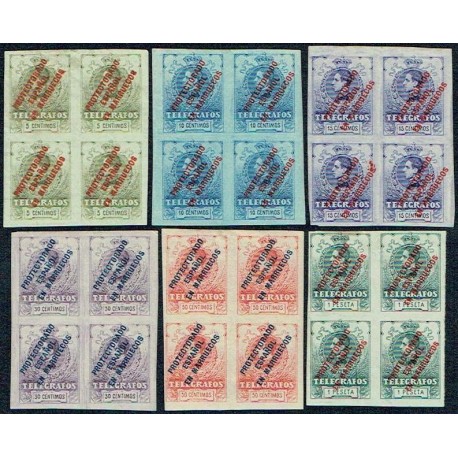1916 ED. Marruecos Telégrafos 1s/6s * [x4]