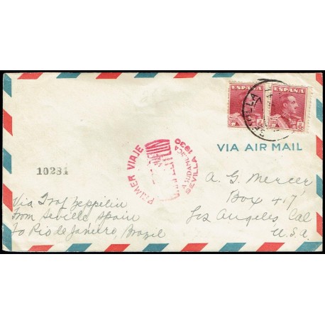 Graf Zeppelin A Brasil y reexpedido a Estados Unidos ED. 322 [x2]