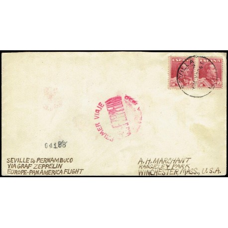 Graf Zeppelin A Brasil y reexpedido a Estados Unidos ED. 322 [x2]