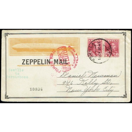 Graf Zeppelin A Brasil y reexpedido a Estados Unidos ED. 322 [x2]
