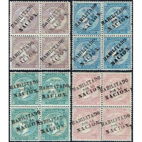 1868 ED. Antillas 13A/15A, Cuba 22A * [x4]