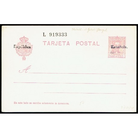 1931 ED. 66c * Tarjetas Entero Postales