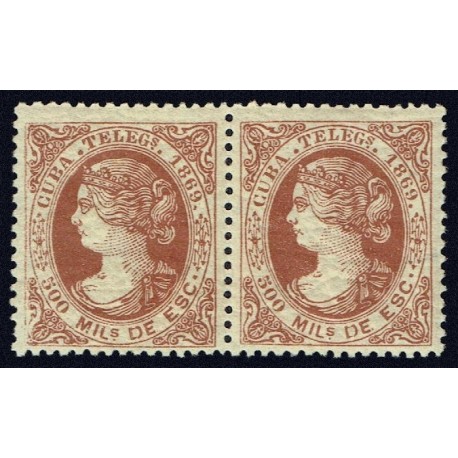 1869 ED. Cuba Telégrafos 5 * [x2]