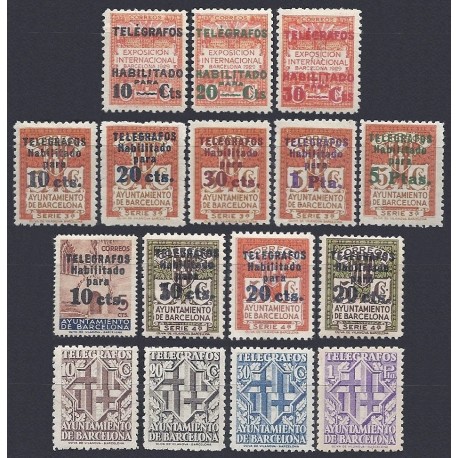 1929-41 ED. Barcelona - Telégrafos 1/3, 4/8, 9, 10/12, 13/16 *
