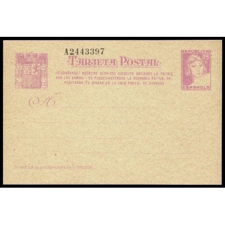 1937 ED. 80n * Tarjetas Entero Postales