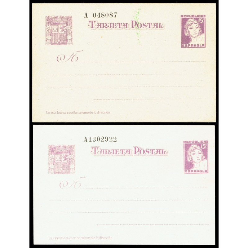 1937 ED. 75/75n * Tarjetas Entero Postales