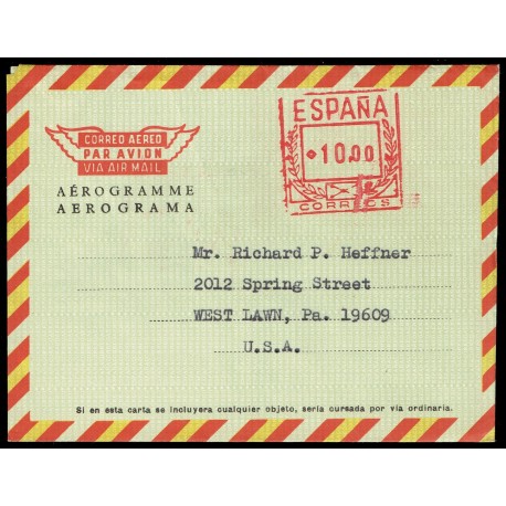 1967-1974 ED. 103 us Aerogramas