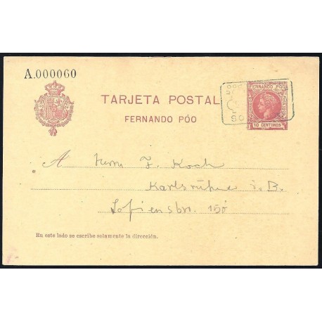 1905 ED. 19 MF Enteros Postales Fernando Poo